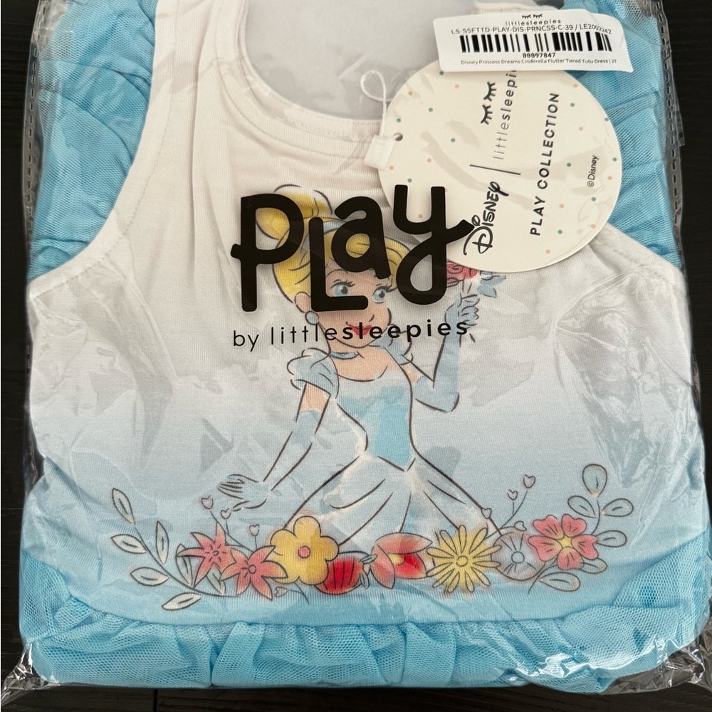 Little Sleepies Flutter Tiered Tutu Dress 2T Cinderella